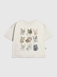 Kids Cat Faces Graphic T-Shirt