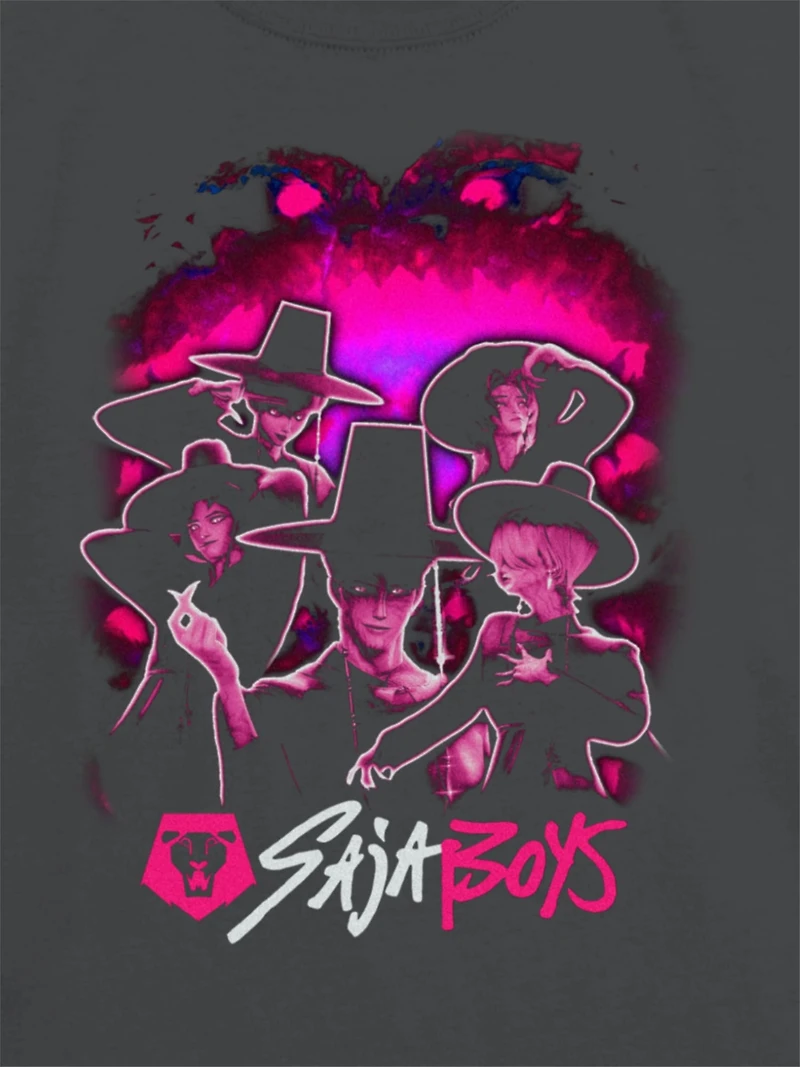 Kids K-Pop Demon Hunters Saja Boys Dark Graphic T-Shirt