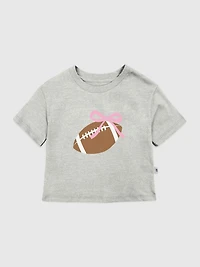 Toddler Football Bow Graphic T-Shirt