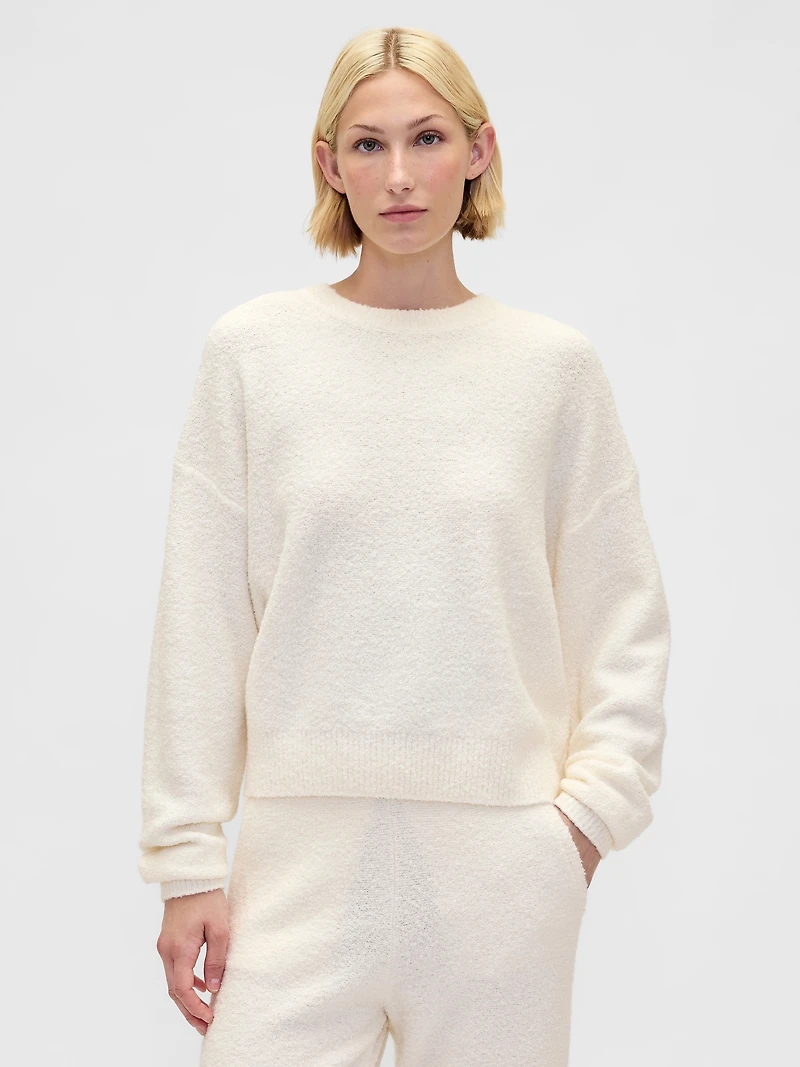 CashSoft Boucle Relaxed Crewneck Top
