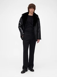GapStudio Adult Vegan Leather Fur-Lined Coat