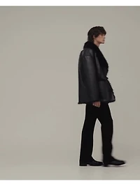 GapStudio Adult Vegan Leather Fur-Lined Coat