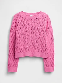 Kids Crochet Oversized Crewneck Sweater