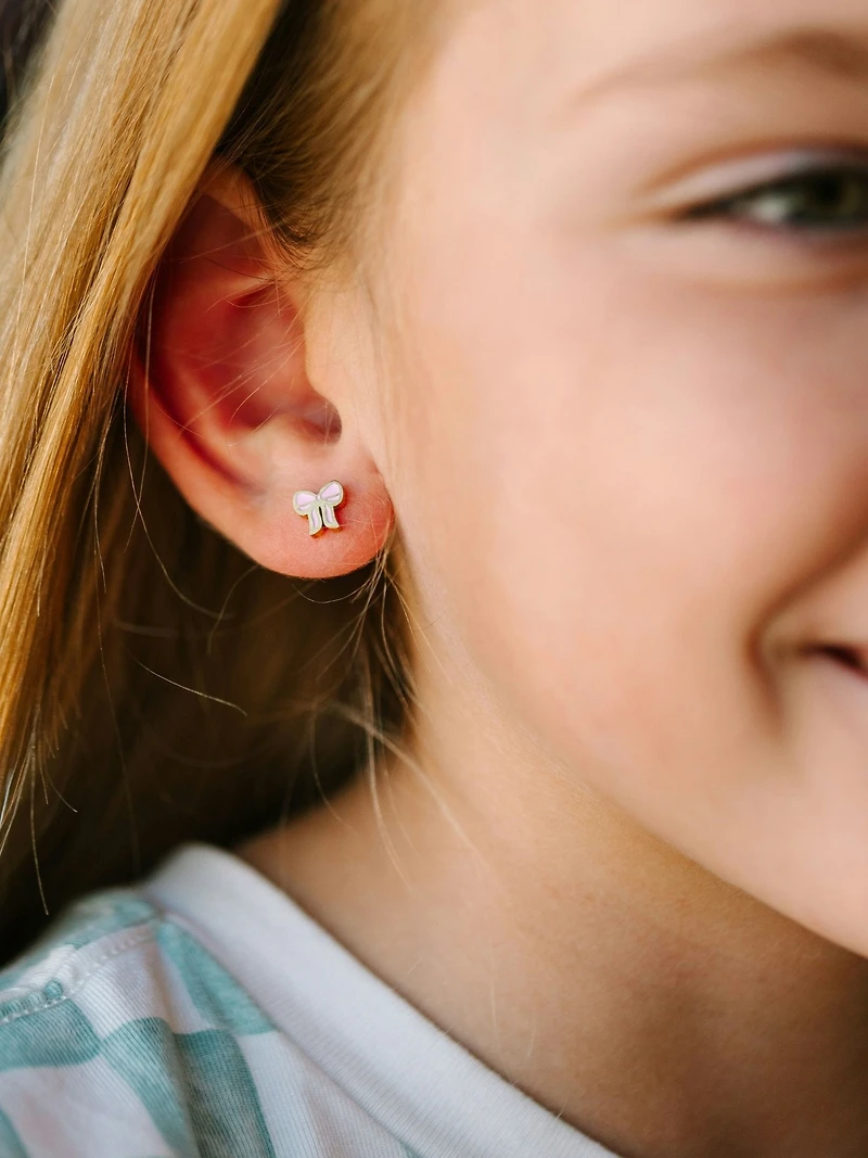 Pierced Co Pink Bow Screwback Earrings