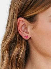 Pierced Co Hot Pink Flower Screwback Earrings