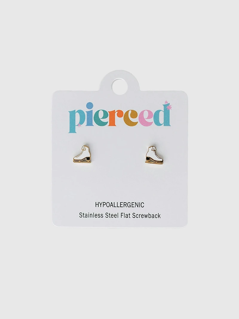Pierced Co Ice Skate Screwback Earrings