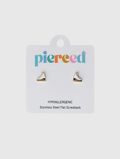 Pierced Co Ice Skate Screwback Earrings