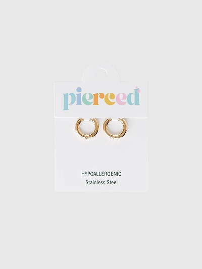 Pierced Co Gold 8mm Huggie Earrings