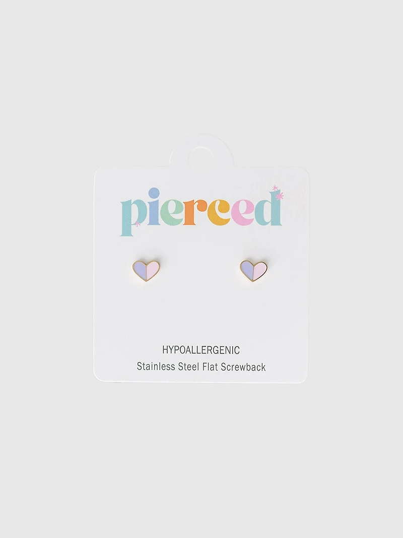 Pierced Co Heart Duo Screwback Earrings
