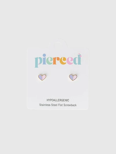 Pierced Co Heart Duo Screwback Earrings