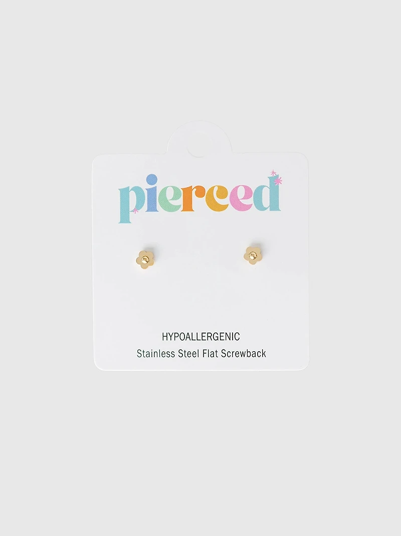 Pierced Co Tiny Classic Flower Screwback Earrings