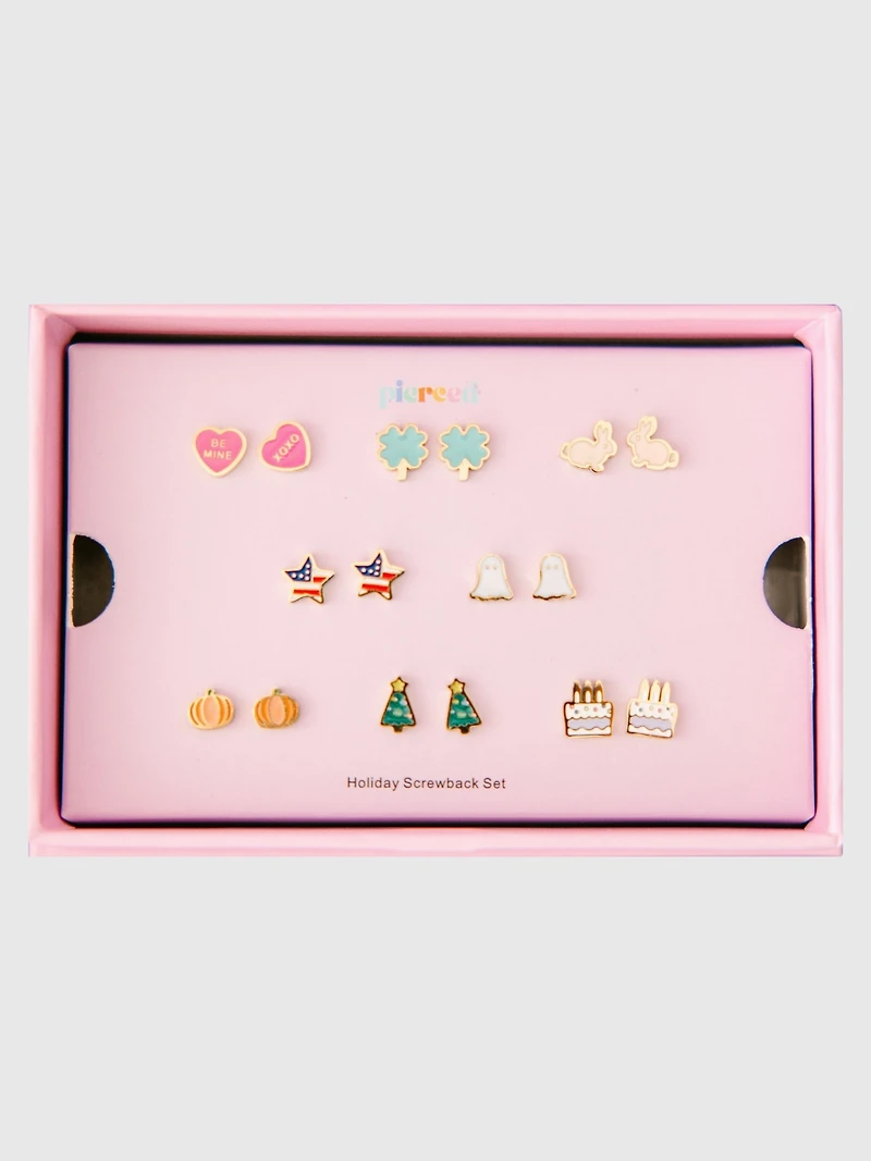 Pierced Co Holiday Screwback Earring Set