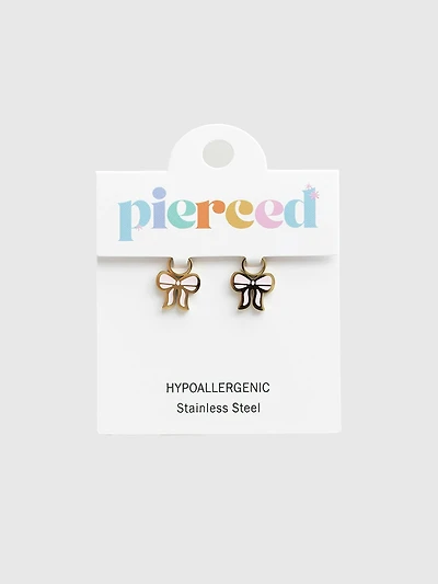 Pierced Co Pink Bow Charm For Huggie Earrings