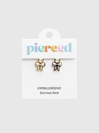 Pierced Co Pink Bow Charm For Huggie Earrings