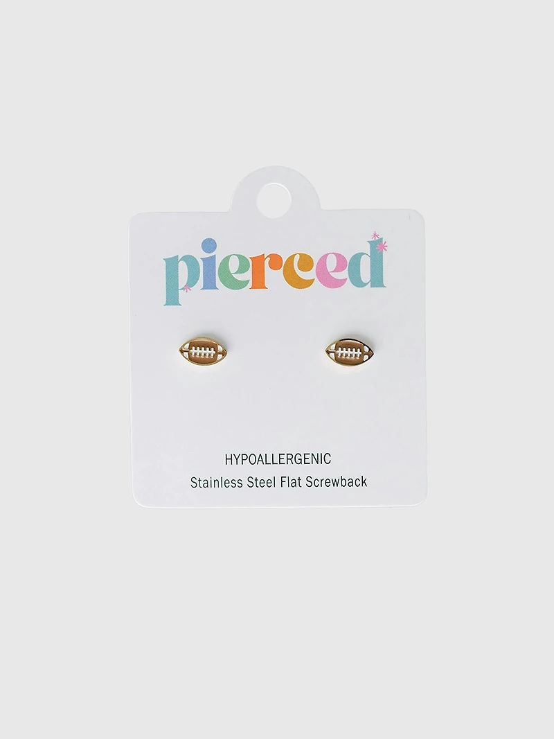 Pierced Co Football Screwback Earrings