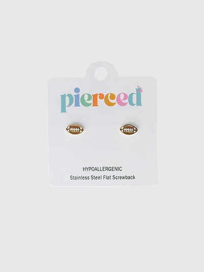 Pierced Co Football Screwback Earrings