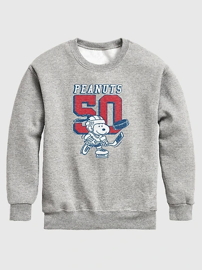 Kids Peanuts Snoopy Hockey Crewneck Fleece Sweatshirt