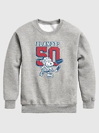 Kids Peanuts Snoopy Hockey Crewneck Fleece Sweatshirt