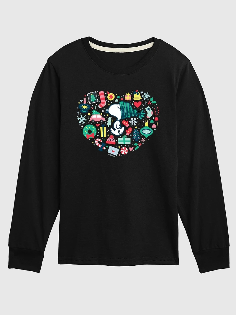 Toddler Peanuts Snoopy Holiday Icons Heart Long Sleeve Tee