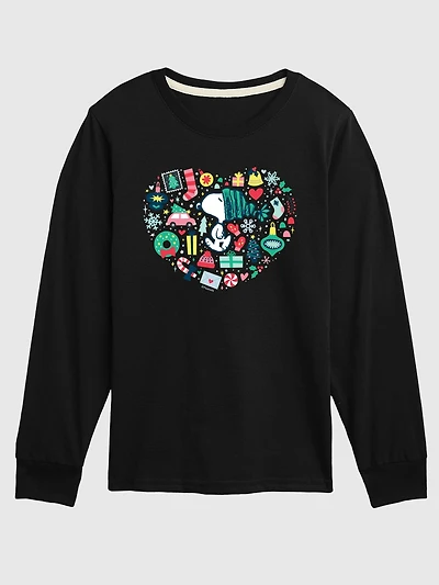 Toddler Peanuts Snoopy Holiday Icons Heart Long Sleeve Tee
