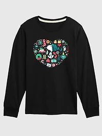 Toddler Peanuts Snoopy Holiday Icons Heart Long Sleeve Tee
