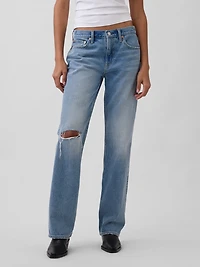 Mid Rise Rigid Straight Jeans