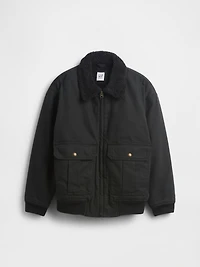 Kids Sherpa-Lined Canvas Bomber Jacket