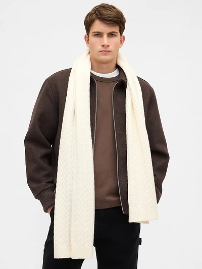 CashSoft Cable-Knit Scarf