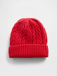 CashSoft Cable-Knit Beanie