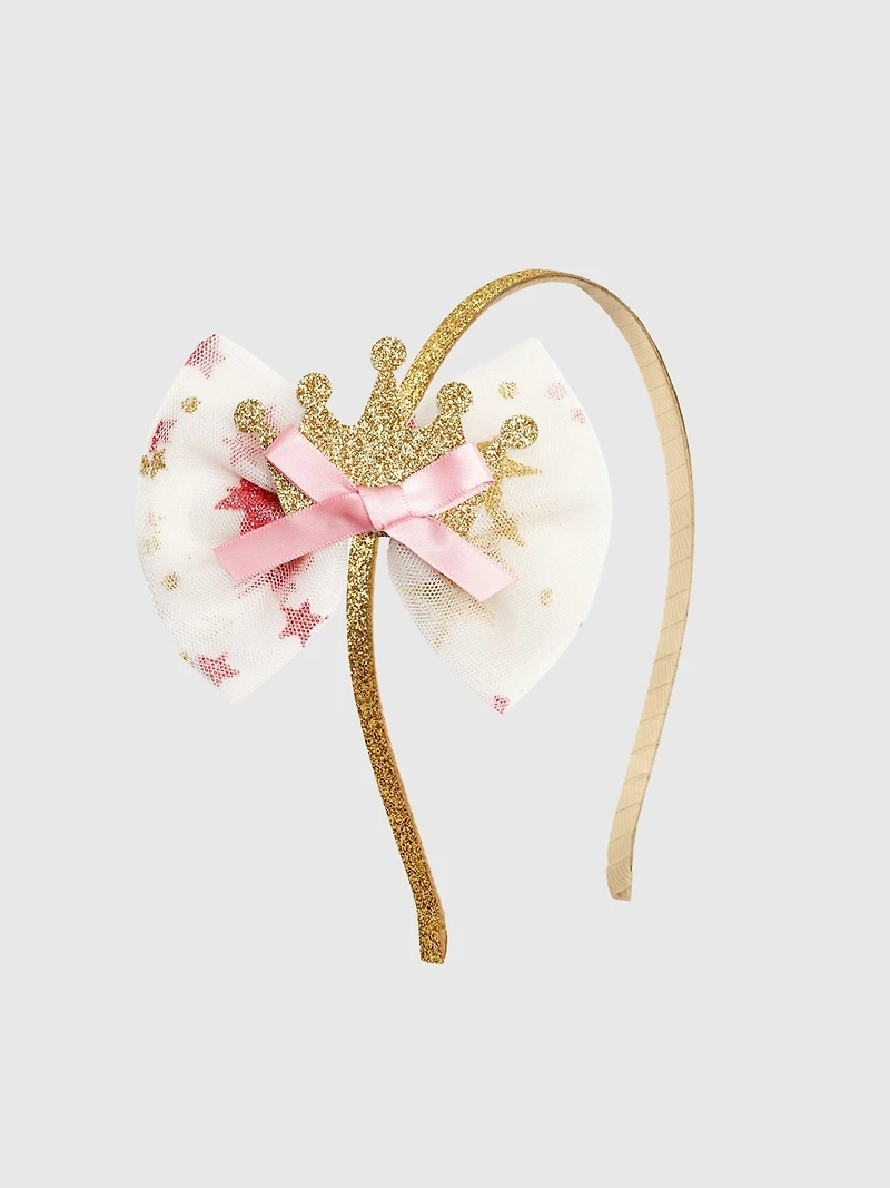 Sweet Wink Princess Crown Tulle Bow Headband
