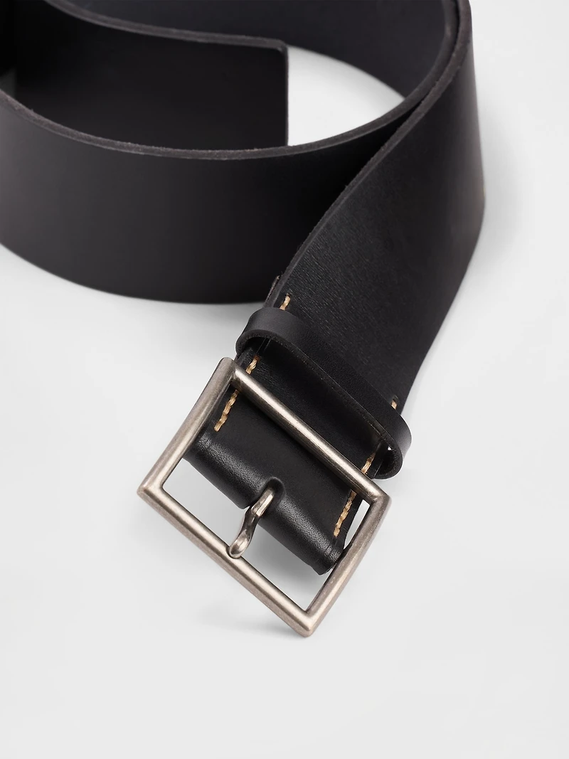 Leather Square-Buckle Belt