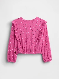 Kids Crinkle Knit Ruffle Top