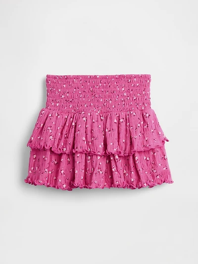 Kids Crinkle Knit Tiered Skort