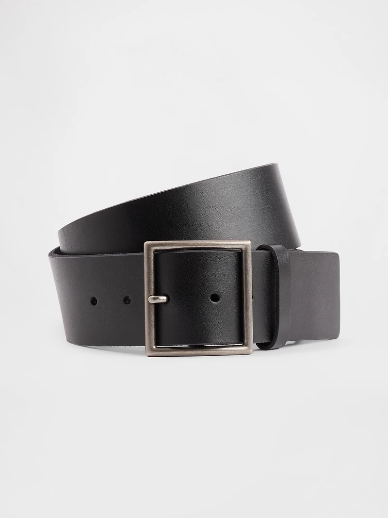Leather Square-Buckle Belt