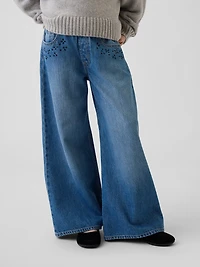 Kids Low Rise Beaded Easy Baggy Jeans