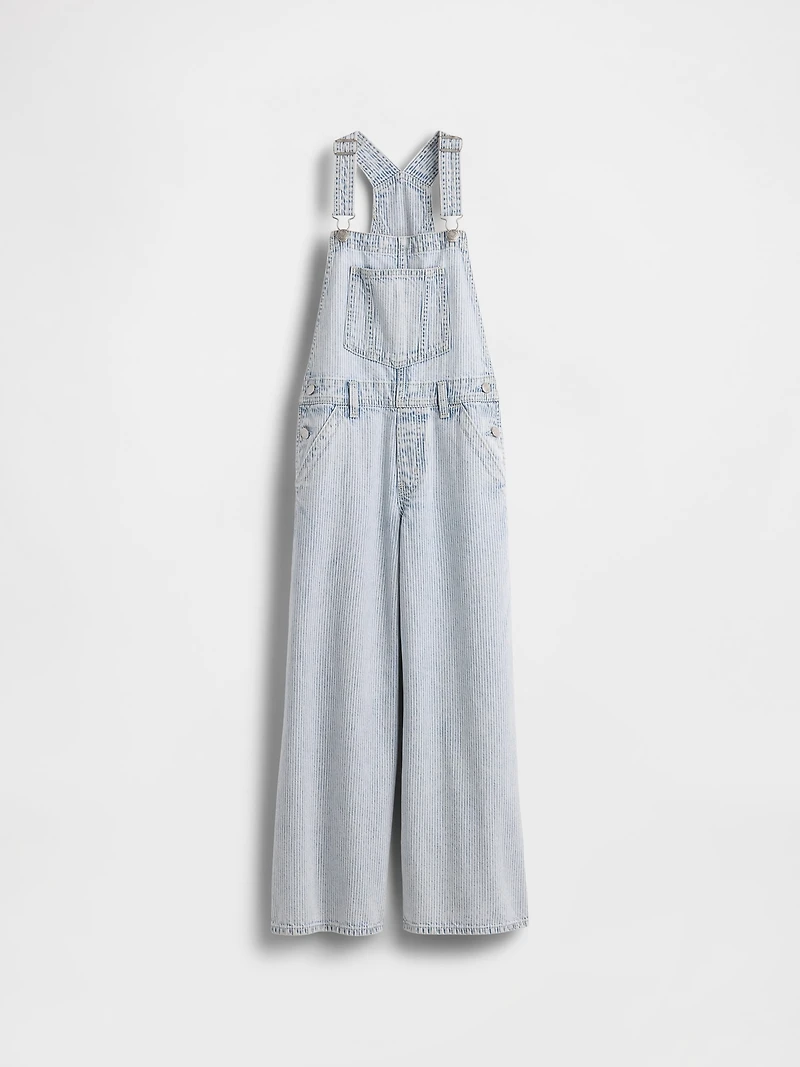 Kids Denim Stripe Baggy Overalls