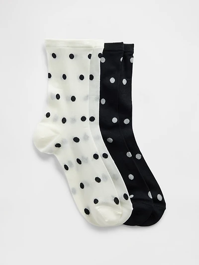 Kids Sheer Dot Crew Socks (2-Pack)