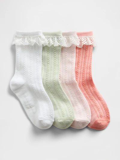 Baby & Toddler Lace-Trim Pointelle Crew Socks (4-Pack)