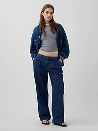 365 Low Rise Denim Pleated Trousers