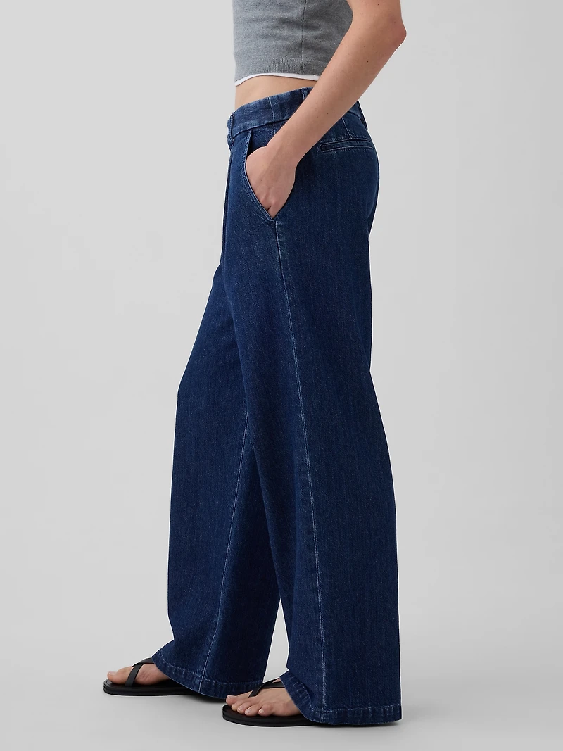 365 Low Rise Denim Pleated Trousers