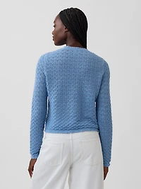 100% Cotton Pointelle Crop Sweater