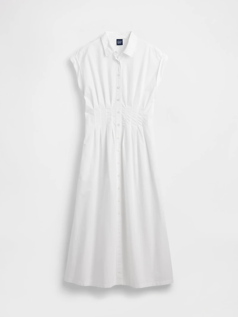 Poplin Cinched Midi Shirtdress