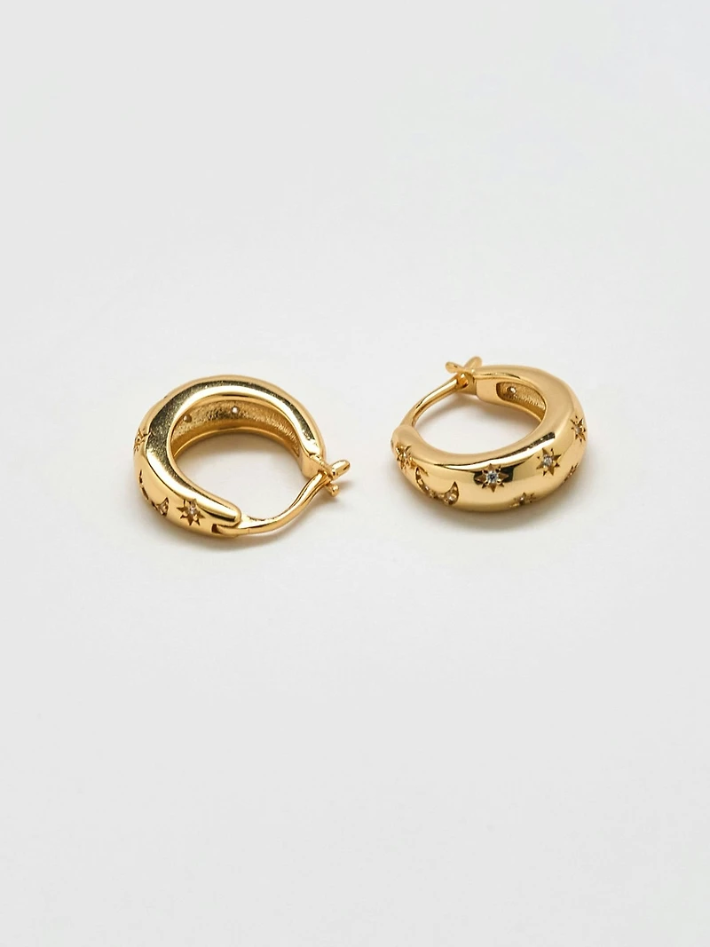 Admiral Row Moon And Star Gold Hoop Earrings