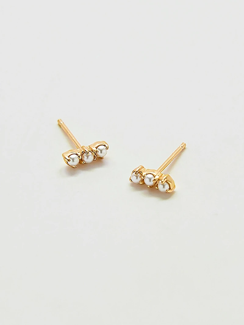 Admiral Row Gold Pearl Bar Earrings