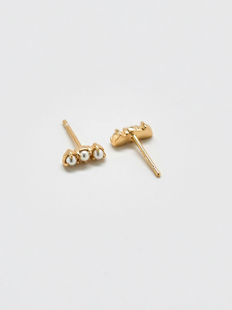 Admiral Row Gold Pearl Bar Earrings