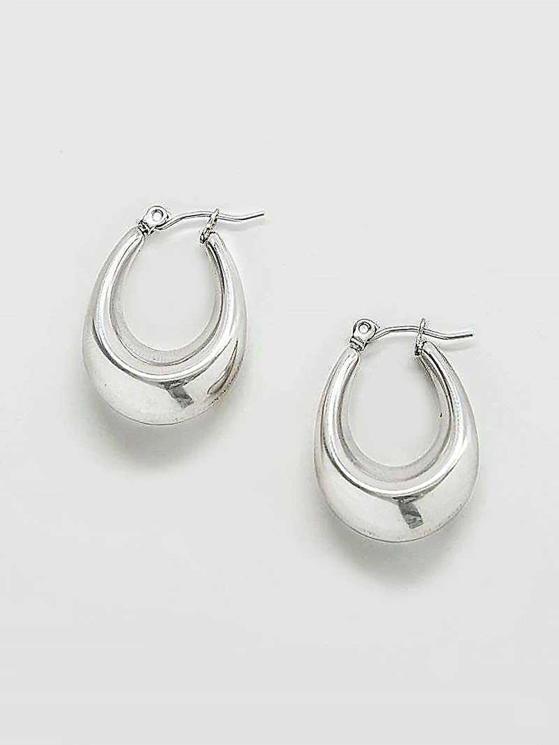 Admiral Row Silver Oval Hoop Earrings