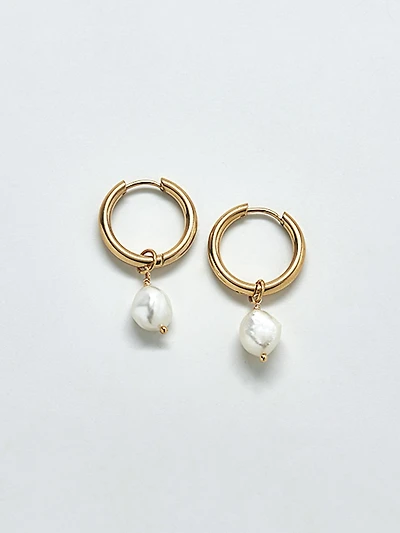 Admiral Row Gold Single Pearl Huggie Earrings