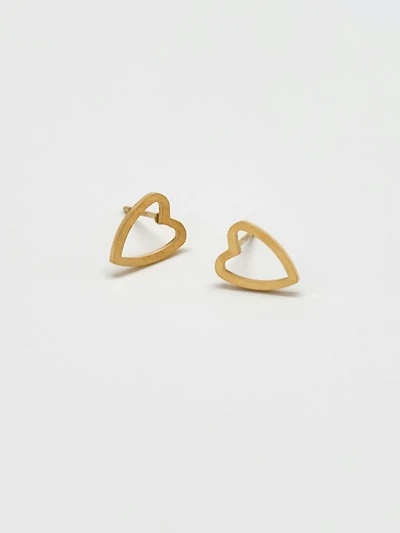 Admiral Row Gold Heart Outline Stud Earrings