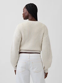 100% Cotton Barrel-Sleeve Crop Sweater