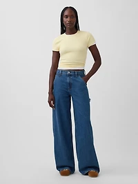 Mid Rise UltraSoft Denim Baggy Trousers